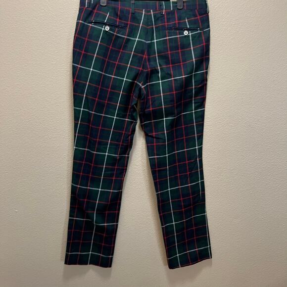 Paisley & Gray Slim Fit Pants Green Red Plaid Hi-Rise Holiday Size 32 Plus - Picture 3 of 7